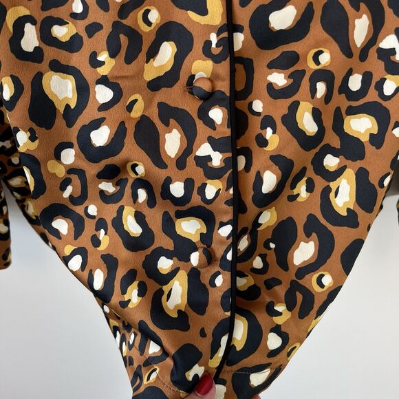 Express X Ladygang Animal Print Blouse Pajama Style Button Down Women’s Size XL - Picture 9 of 9
